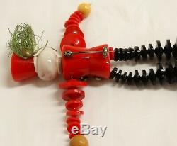 RARE Vtg BAKELITE PLASTIC TOY SOLDIER PIN Articulated Crib Toy Style Figural