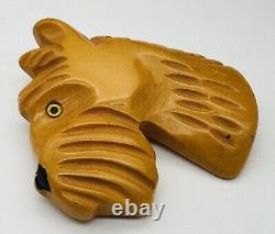 Rare Art Deco Bakelite Scottie Dog Head Brooch Scotties Butterscotch Pin