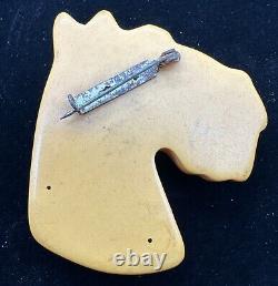 Rare Art Deco Bakelite Scottie Dog Head Brooch Scotties Butterscotch Pin