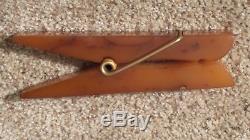 Rare Large Vintage 1930's Amber BAKELITE Paperweight CLOTHES PIN