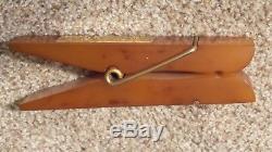 Rare Large Vintage 1930's Amber BAKELITE Paperweight CLOTHES PIN