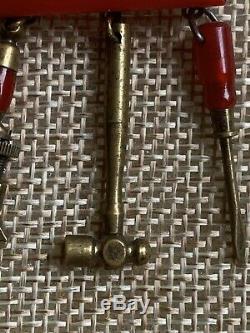 Rare Licorice Red Vintage Bakelite Bar Pin Brooch, With Real Working Tools