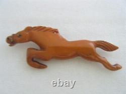 Rare Vintage 4 Butterscotch Bakelite Googly Eye Running Horse Brooch Pin