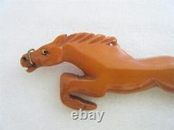 Rare Vintage 4 Butterscotch Bakelite Googly Eye Running Horse Brooch Pin