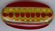 Rare Vintage Art Deco Reverse Carved Applejuice Red Yellow Dot Bakelite Oval Pin