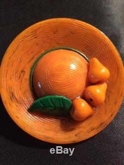 Rare Vintage Bakelite Hat Pin. With Pears. Excellent Condition