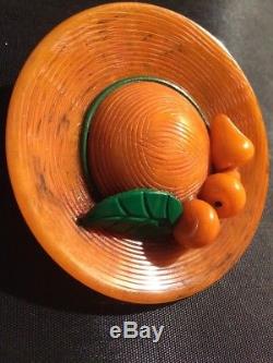 Rare Vintage Bakelite Hat Pin. With Pears. Excellent Condition