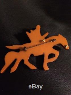 Rare Vintage Bakelite Indian On A Horse Pin. Excellent Condition