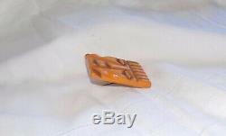 Rare Vintage Carved Bakelite Mexican Mayan Aztec Face Pin