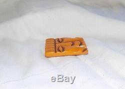 Rare Vintage Carved Bakelite Mexican Mayan Aztec Face Pin