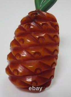 Rare Vintage Carved Overdyed Bakelite PINEAPPLE Pin Brooch