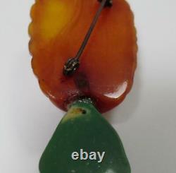 Rare Vintage Carved Overdyed Bakelite PINEAPPLE Pin Brooch