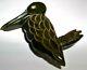 Rare Vintage Early 1900s Bakelite Deep Carved Folk Art Black Bird Brooch Pin