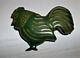 Rare Vintage Early 1900s Bakelite Deep Carved Spinach Green Rooster Brooch Pin