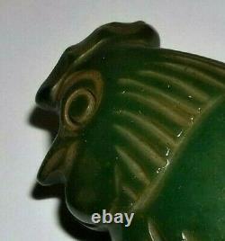 Rare Vintage Early 1900s Bakelite Deep Carved Spinach Green Rooster Brooch Pin