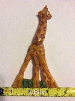Rare Vintage Large Bakelite Giraffe Brooch Sweater Pin Swing Neck 1930s