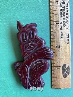 Rare Vintage carved Bakelite creature animal pin brooch 1930's