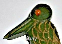 Rare Vtg Early 1900s Bakelite Deep Carved Folk Art Kingfisher Bird Brooch Pin