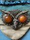 Rare antique Halloween 1930's Roth Feder bakelite eyes rhinestone owl brooch pin