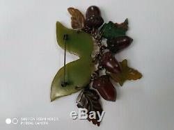Rare vintage bakelite accorn pin brooch