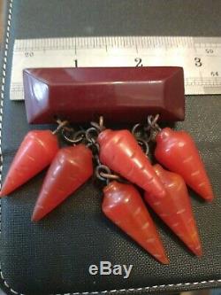 Rare vintage bakelite carrot pin brooch