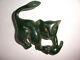 Rare vintage bakelite carved green cat with mouse brooch