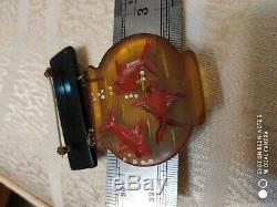 Rare vintage bakelite dangle pin brooch