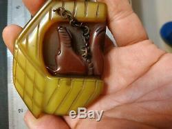 Rare vintage bakelite dog pin brooch unique