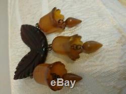 Rare vintage bakelite pin brooch dangle bells