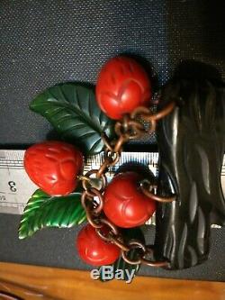 Rare vintage bakelite strawberry pin brooch
