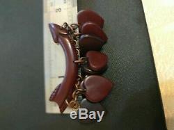 Rare vintage cherry amber bakelite heart pin brooch