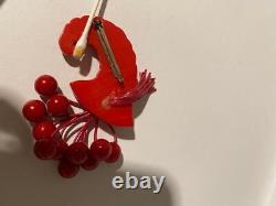 Sale Vintage Bakelite Brooch Pin Cornucopia 11 Dangling Cherries Red Tested