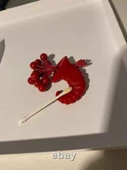 Sale Vintage Bakelite Brooch Pin Cornucopia 12 Dangling Cherries Red Tested