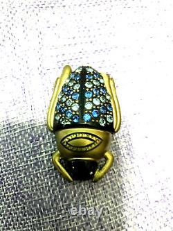 Scarab Bug Vintage Beetle pin brooch deco huge Galalith Rhinestone OFAK