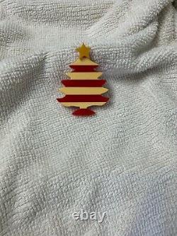 Shultz Bakelite Signed Vintage Christmas tree pin