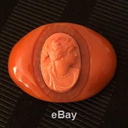 Stunning Vintage Original Bakelite With Celluloid Cameo Brooch Pin Immaculate