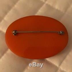 Stunning Vintage Original Bakelite With Celluloid Cameo Brooch Pin Immaculate