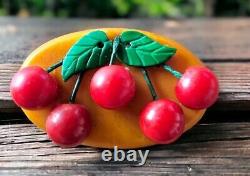 THE BAKELITE CHERRY BROOCH? ! Iconic MidCentury LARGE Collectible PIN 3.5