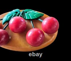 THE BAKELITE CHERRY BROOCH? ! Iconic MidCentury LARGE Collectible PIN 3.5