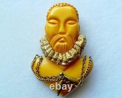 Ultra Rare Stunning Vtg Figural Chinaman Bakelite Pin/brooch