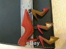 Unique vintage bakelite pin brooch high heel shoes