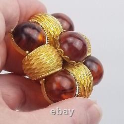 VINTAGE CADORO Signed Bakelite Faux Tortoise Shell Brooch Pin Jewelry Gold Plate