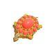 VINTAGE JEWELRY 1950s Coral Gripoix Cabochon Rhinestone Gold Turtle Brooch Pin