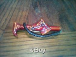 VINTAGE RARE BAKELITE HORSE HEAD EQUESTRIAN RIDING CROP BROOCH PIN about 3 1/4