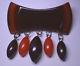 VINTAGE SIMICHROME TESTED LAYERED BROWN & CARAMEL BAKELITE PIN With 5 DANGLES