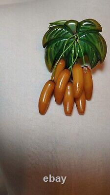 VTG Bakelite Banana Dangle Leaf Brooch Pin