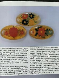 VTG Bakelite Pin Brooch Reverse Carved Flowers / Apple Juice / Book Piece