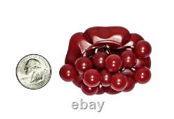 VTG Cherry Red Bakelite 12 Dangling Cherries Brooch Pin Simichrome Tested