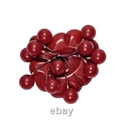 VTG Cherry Red Bakelite 12 Dangling Cherries Brooch Pin Simichrome Tested