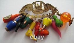 VTG Penca de Balangandan African BRAZIL Charm Brooch Gold & Bakelite